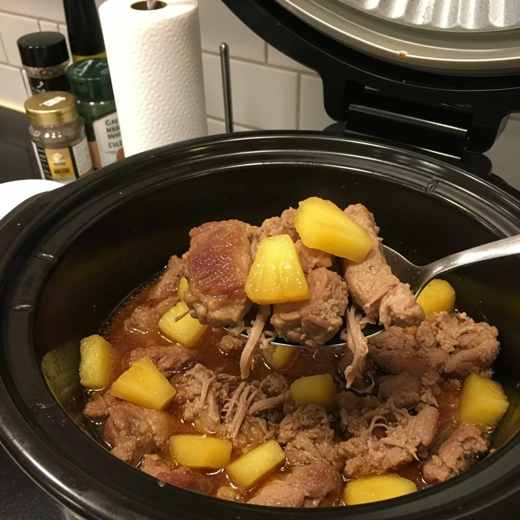 Tender Pineapple Pork in a Slow Cooker